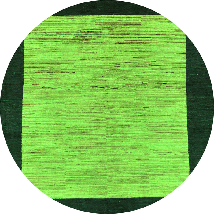 Round Machine Washable Oriental Green Modern Area Rugs, wshabs272grn