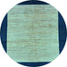 Round Oriental Light Blue Modern Rug, abs272lblu