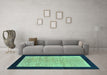 Machine Washable Oriental Turquoise Modern Area Rugs in a Living Room,, wshabs272turq