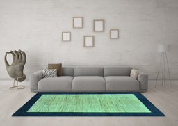 Machine Washable Oriental Turquoise Modern Area Rugs in a Living Room,, wshabs272turq