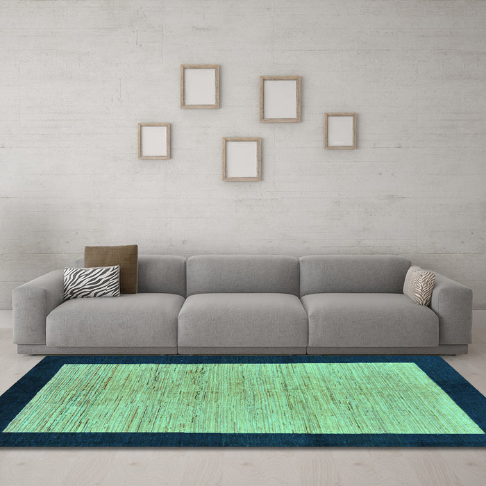 Machine Washable Oriental Turquoise Modern Area Rugs in a Living Room,, wshabs272turq