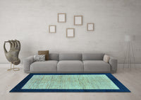 Machine Washable Oriental Light Blue Modern Rug, wshabs272lblu