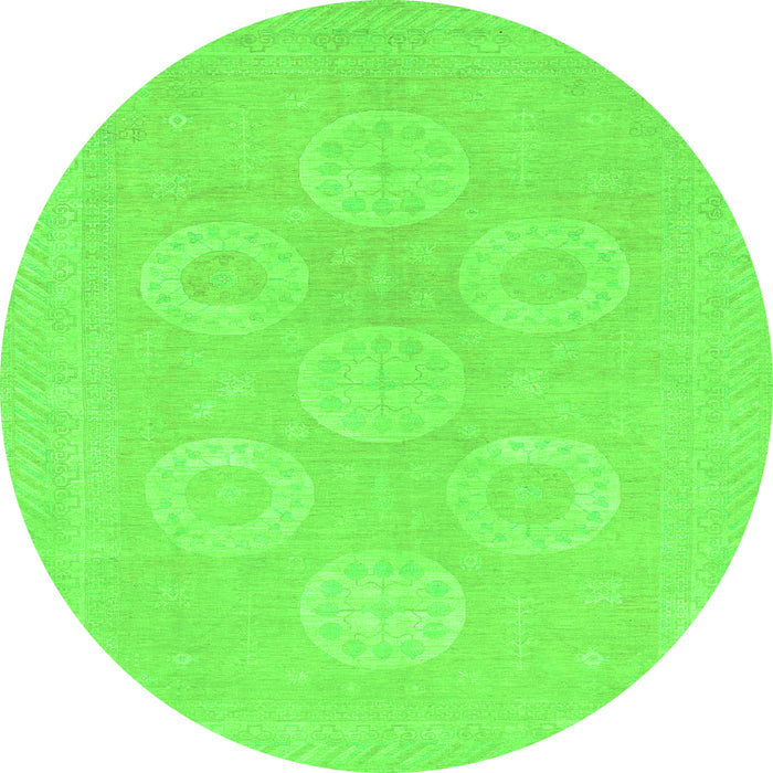 Round Oriental Green Traditional Rug, abs2730grn