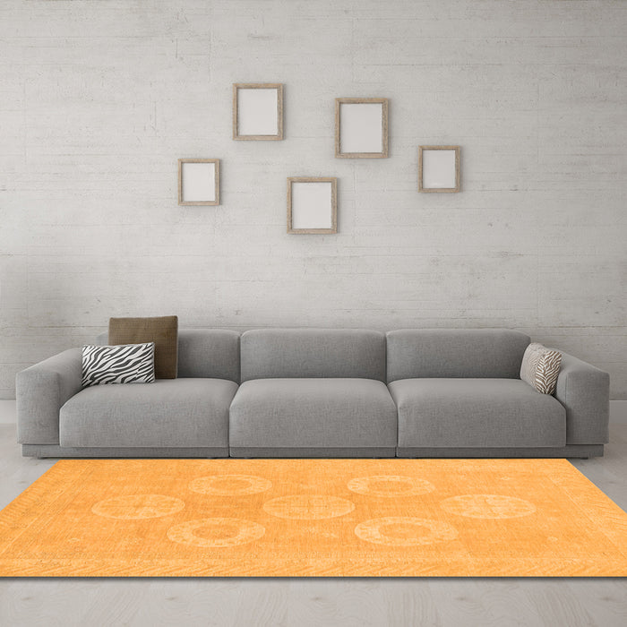 Machine Washable Oriental Orange Traditional Area Rugs in a Living Room, wshabs2730org