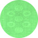 Round Oriental Emerald Green Traditional Rug, abs2730emgrn