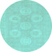 Round Oriental Light Blue Traditional Rug, abs2730lblu