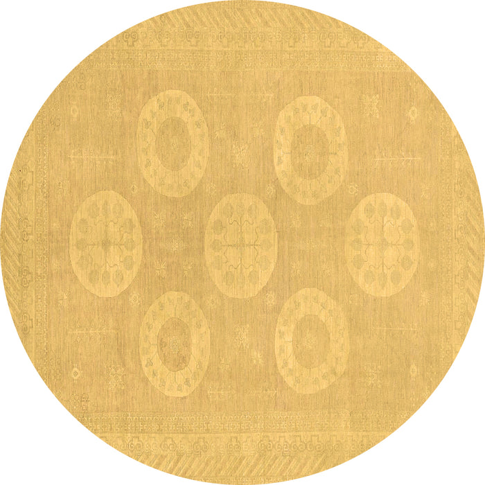 Round Machine Washable Oriental Brown Traditional Rug, wshabs2730brn