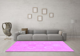 Machine Washable Oriental Purple Traditional Area Rugs in a Living Room, wshabs2730pur