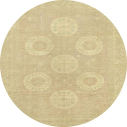 Round Abstract Metallic Gold Oriental Rug, abs2730