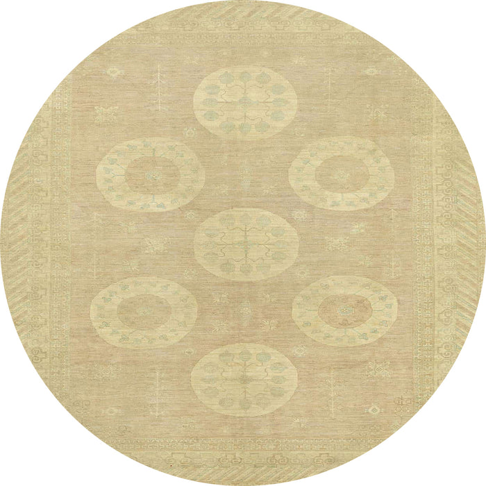 Round Machine Washable Abstract Metallic Gold Rug, wshabs2730