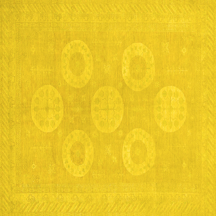 Square Machine Washable Oriental Yellow Traditional Rug, wshabs2730yw