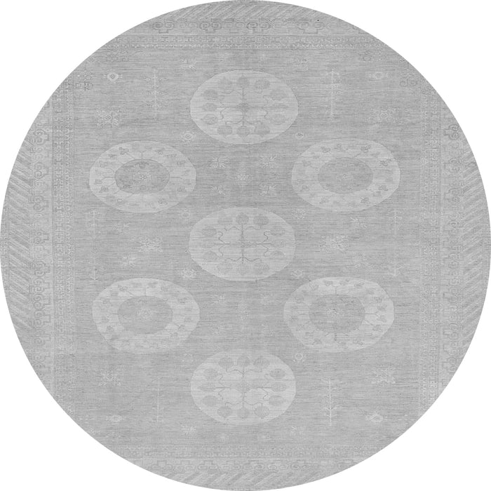 Round Machine Washable Oriental Gray Traditional Rug, wshabs2730gry