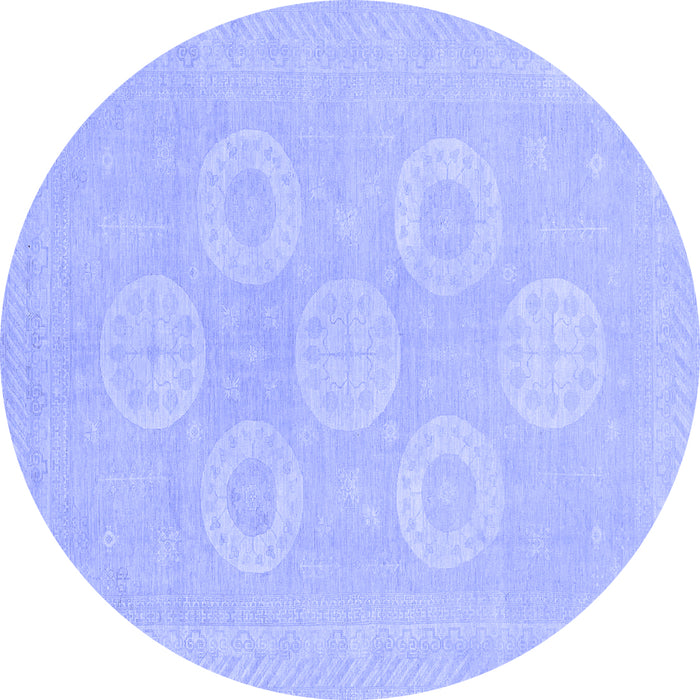 Round Oriental Blue Traditional Rug, abs2730blu