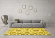 Machine Washable Abstract Yellow Modern Rug in a Living Room, wshabs2731yw