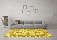 Machine Washable Abstract Yellow Modern Rug, wshabs2731yw