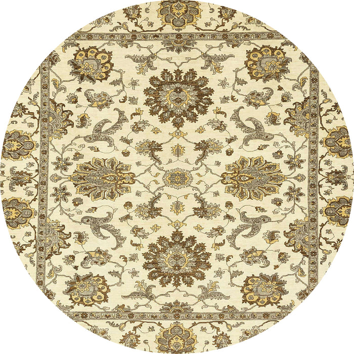 Round Machine Washable Abstract Sun Yellow Rug, wshabs2731