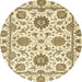 Round Machine Washable Abstract Sun Yellow Rug, wshabs2731