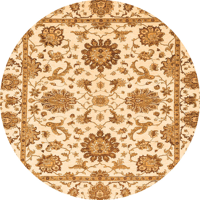 Round Machine Washable Abstract Orange Modern Area Rugs, wshabs2731org