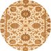 Round Machine Washable Abstract Orange Modern Area Rugs, wshabs2731org