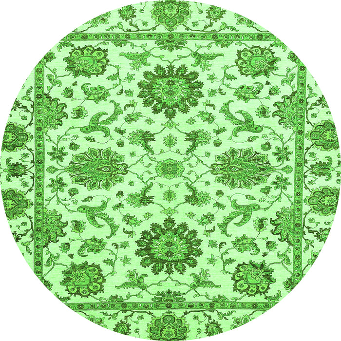 Round Abstract Green Modern Rug, abs2731grn