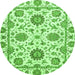 Round Abstract Green Modern Rug, abs2731grn