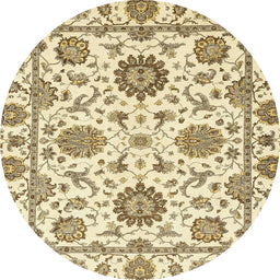 Round Abstract Sun Yellow Modern Rug, abs2731
