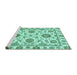 Sideview of Machine Washable Abstract Turquoise Modern Area Rugs, wshabs2731turq