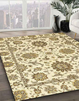 Abstract Sun Yellow Modern Rug in Family Room, abs2731