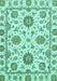 Machine Washable Abstract Turquoise Modern Area Rugs, wshabs2731turq