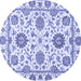 Round Machine Washable Abstract Blue Modern Rug, wshabs2731blu