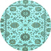 Round Abstract Light Blue Modern Rug, abs2731lblu