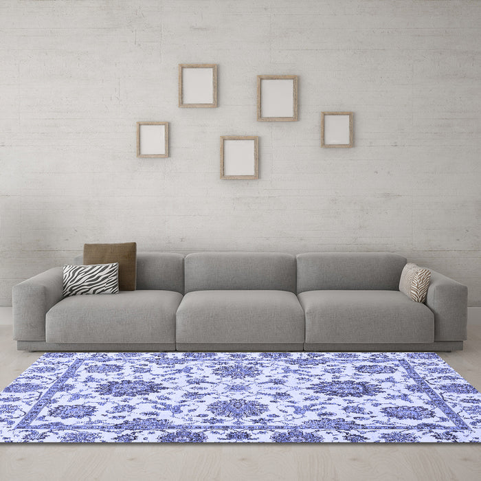 Machine Washable Abstract Blue Modern Rug in a Living Room, wshabs2731blu