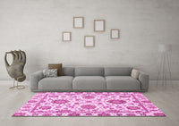 Machine Washable Abstract Pink Modern Rug, wshabs2731pnk