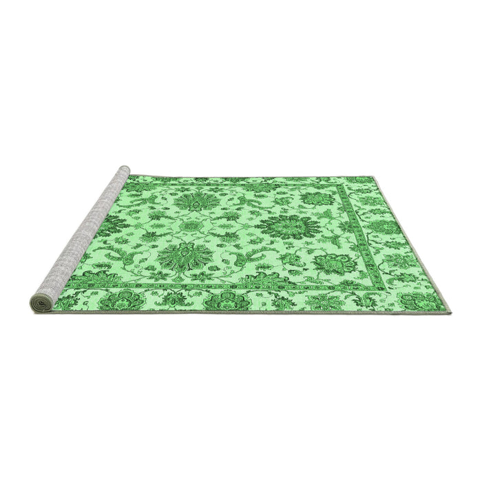 Sideview of Machine Washable Abstract Emerald Green Modern Area Rugs, wshabs2731emgrn
