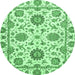 Round Abstract Emerald Green Modern Rug, abs2731emgrn