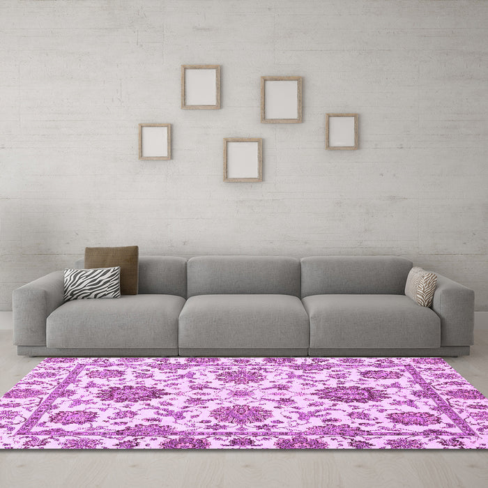 Machine Washable Abstract Purple Modern Area Rugs in a Living Room, wshabs2731pur