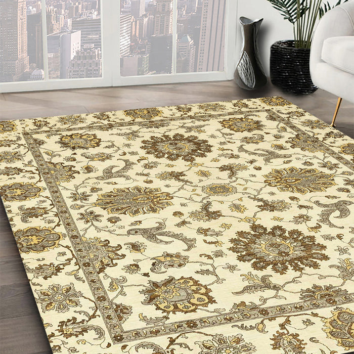 Machine Washable Abstract Sun Yellow Rug in a Family Room, wshabs2731
