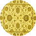 Round Machine Washable Abstract Yellow Modern Rug, wshabs2731yw