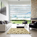 Square Abstract Sun Yellow Modern Rug in a Living Room, abs2731