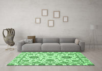 Machine Washable Abstract Emerald Green Modern Rug, wshabs2731emgrn