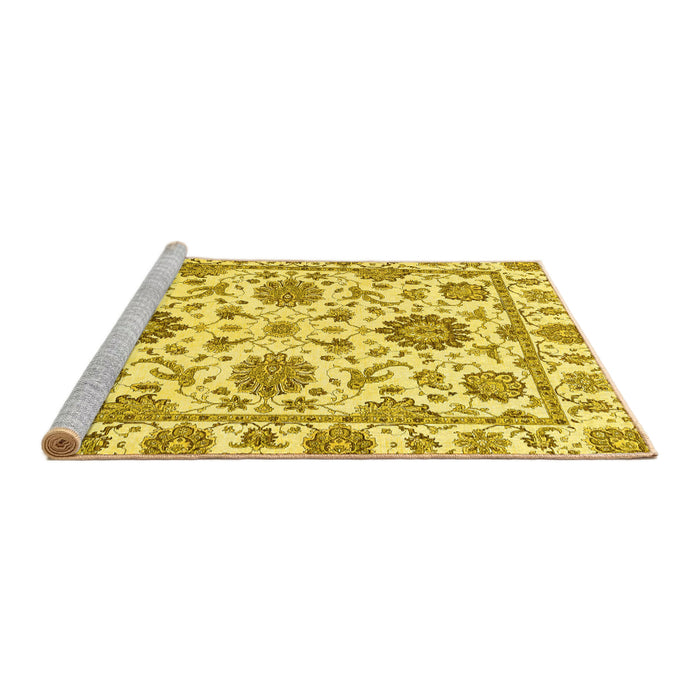 Sideview of Machine Washable Abstract Yellow Modern Rug, wshabs2731yw