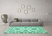 Machine Washable Abstract Turquoise Modern Area Rugs in a Living Room,, wshabs2731turq