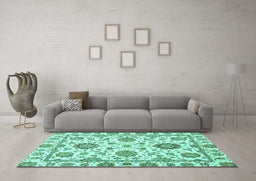 Machine Washable Abstract Turquoise Modern Area Rugs in a Living Room,, wshabs2731turq