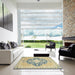 Square Abstract Brown Gold Geometric Rug in a Living Room, abs2732