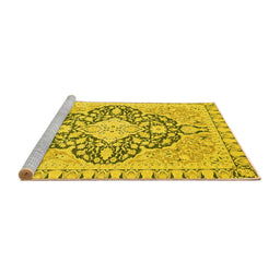 Sideview of Machine Washable Geometric Yellow Traditional Rug, wshabs2732yw