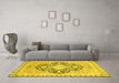 Machine Washable Geometric Yellow Traditional Rug in a Living Room, wshabs2732yw