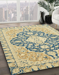 Abstract Brown Gold Geometric Rug, abs2732