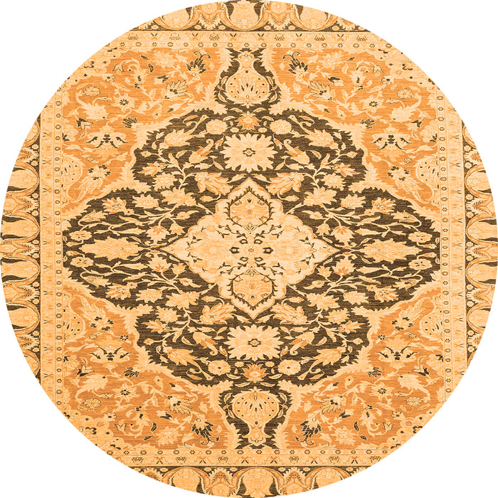 Round Geometric Orange Traditional Rug, abs2732org