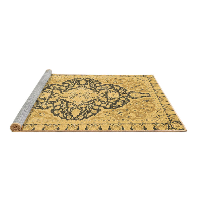 Sideview of Machine Washable Geometric Brown Traditional Rug, wshabs2732brn