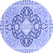 Round Geometric Blue Traditional Rug, abs2732blu